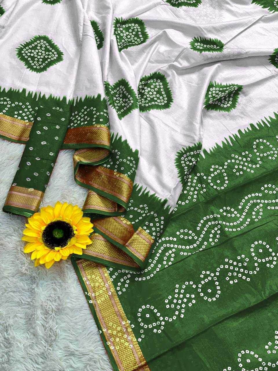 Bandhani Printed Cotton Sarees - MYLUXURY LANE ENTERPRISE